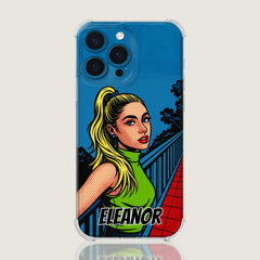 Pop Art Clear TPU iPhone Case – Lichtenstein Comic Style Portrait from Your Photo