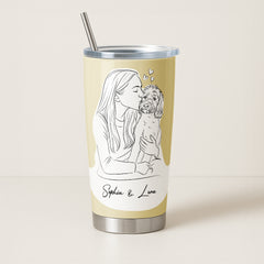 Hand Drawn Minimal Line Illustration Style Custom 20oz Tumbler from Your Photo
