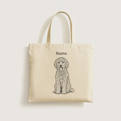 Retro Line Illustration Style Custom Tote Bag From Your Photo