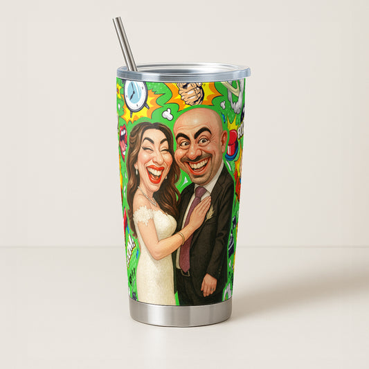 Caricature Style Custom 20oz Tumbler from Your Photo