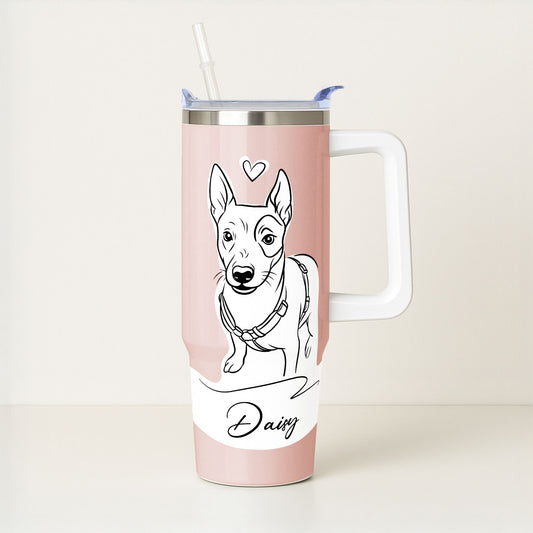 Hand Drawn Minimal Line Illustration Style Custom 30oz Tumbler with Handle from Your Photo