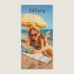 Pixar-Inspired Custom Beach Towel – Book Girl Summer Edition from Your Photo