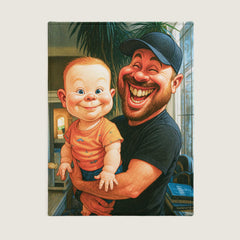 Hand-drawn Caricature Style Custom Flannel Blanket from Your Photo