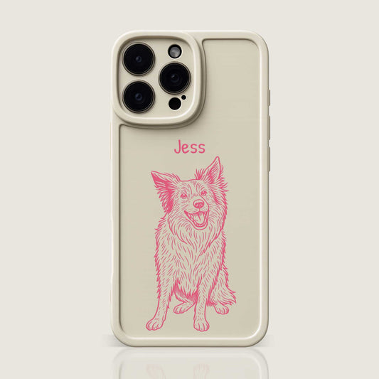 Retro Line Illustration Art Style Pet Portrait TPU iPhone Case – Custom from Your Photo
