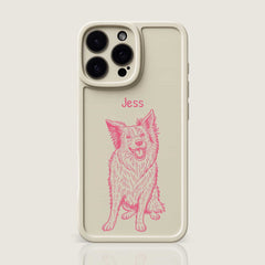 Retro Line Illustration Art Style Pet Portrait TPU iPhone Case – Custom from Your Photo