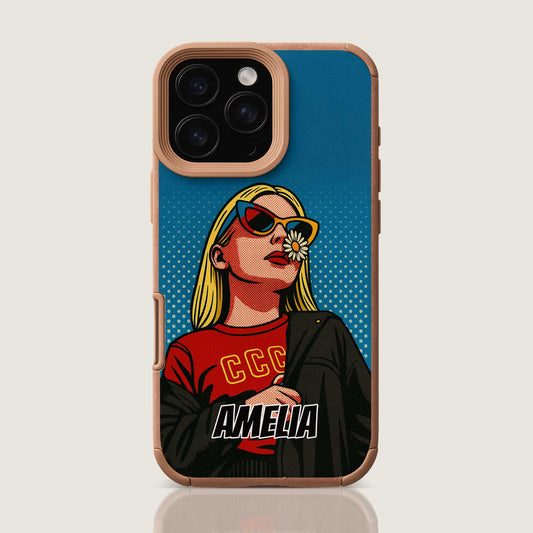 Pop Art TPU & PU iPhone Case – Lichtenstein Comic Style Portrait from Your Photo