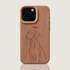 Retro Line Illustration Art Style Pet Portrait TPU & PU iPhone Case – Custom from Your Photo