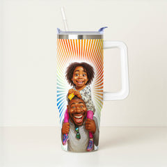 Caricature Style Custom 30oz Tumbler with Handle from Your Photo