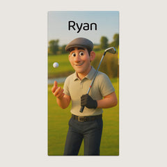 Pixar-Inspired Custom Beach Towel – Golf Edition from Your Photo