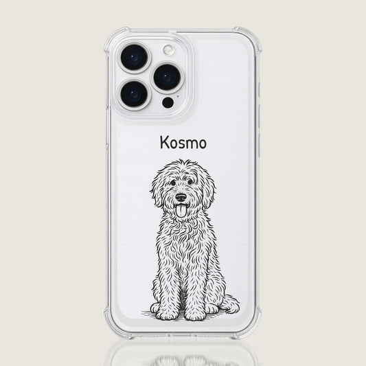 Retro Line Illustration Art Style Clear TPU iPhone Case – Custom Cartoon Portrait from Your Photo