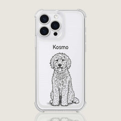 Retro Line Illustration Art Style Clear TPU iPhone Case – Custom Cartoon Portrait from Your Photo