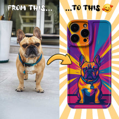 Neon Pop Style Pet Portrait TPU iPhone Case – Custom from Your Photo