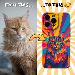 Neon Pop Style Pet Portrait TPU iPhone Case – Custom from Your Photo