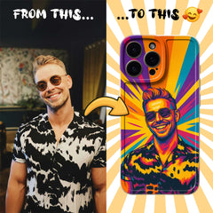 Neon Pop Style Pet Portrait TPU iPhone Case – Custom from Your Photo