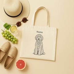 Retro Line Illustration Style Custom Tote Bag From Your Photo