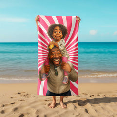 Caricature Style Custom Beach Towel from Your Photo