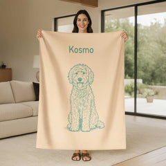 Retro Line Illustration Style Custom Flannel Blanket from Your Photo