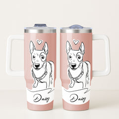 Hand Drawn Minimal Line Illustration Style Custom 30oz Tumbler with Handle from Your Photo