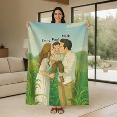 Ghibli-Inspired Custom Flannel Blanket from Your Photo