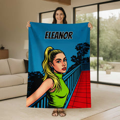 Pop Art Comic Style Custom Flannel Blanket from Your Photo