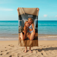 Pixar-Inspired Custom Beach Towel – Bestie Edition from Your Photo