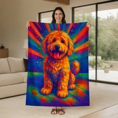 Modern Digital Pop Expressionism Pet Portrait Custom Flannel Blanket from Your Photo