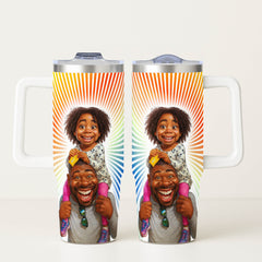 Caricature Style Custom 30oz Tumbler with Handle from Your Photo