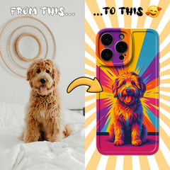 Neon Pop Style Pet Portrait TPU iPhone Case – Custom from Your Photo