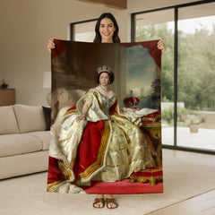 The Queen Oil Painting Style Custom Flannel Blanket from Your Photo