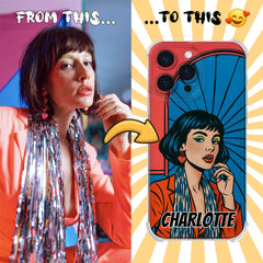 Pop Art Clear TPU iPhone Case – Lichtenstein Comic Style Portrait from Your Photo