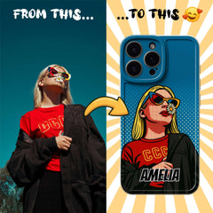 Pop Art TPU iPhone Case – Lichtenstein Comic Style Portrait from Your Photo