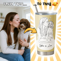 Hand Drawn Minimal Line Illustration Style Custom 20oz Tumbler from Your Photo