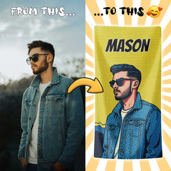 Personalizza il tuo telo mare con ritratto artistico personale!