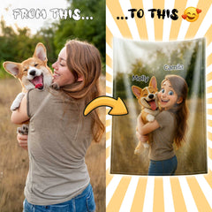 Pixar-Inspired Custom Flannel Blanket from Your Photo