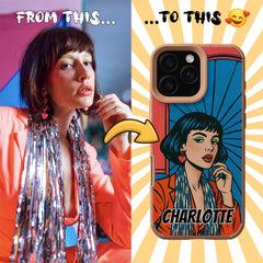 Pop Art TPU & PU iPhone Case – Lichtenstein Comic Style Portrait from Your Photo