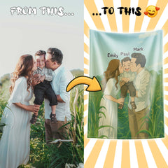 Ghibli-Inspired Custom Flannel Blanket from Your Photo