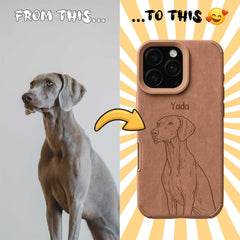 Retro Line Illustration Art Style Pet Portrait TPU & PU iPhone Case – Custom from Your Photo