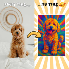 Modern Digital Pop Expressionism Pet Portrait Custom Canvas Print from Your Photo