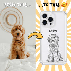 Retro Line Illustration Art Style Clear TPU iPhone Case – Custom Cartoon Portrait from Your Photo