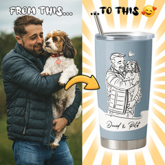 Hand Drawn Minimal Line Illustration Style Custom 20oz Tumbler from Your Photo