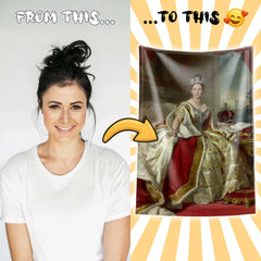 The Queen Oil Painting Style Custom Flannel Blanket from Your Photo