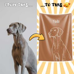 Retro Line Illustration Style Custom Flannel Blanket from Your Photo