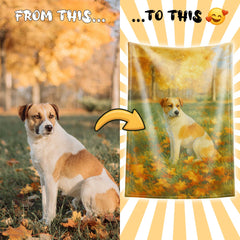 Original Watercolor Art Style Custom Flannel Blanket from Your Photo