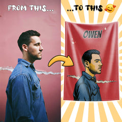 Pop Art Comic Style Custom Flannel Blanket from Your Photo