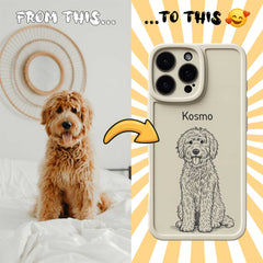Retro Line Illustration Art Style Pet Portrait TPU iPhone Case – Custom from Your Photo