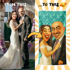 Caricature Style Custom Beach Towel from Your Photo