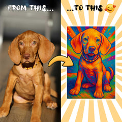 Modern Digital Pop Expressionism Pet Portrait Custom Canvas Print from Your Photo