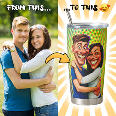 Caricature Style Custom 20oz Tumbler from Your Photo