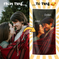 Pixar-Inspired Custom Beach Towel – Couple Edition from Your Photo