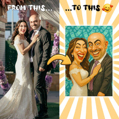 Caricature Style Custom Canvas Print from Your Photo